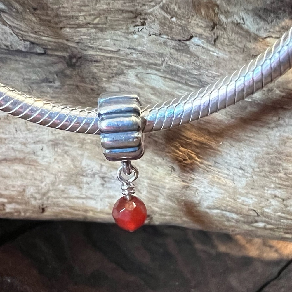 Authentic Pandora Bead July Birthstone Dangle
Sterling Carnelian Red Orange
